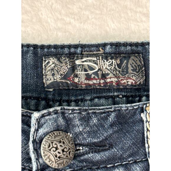 Silver Jeans Suki Flare Jeans Womens Size 27x32 Destroyed Thick Stitch Y2K - Picture 3 of 9